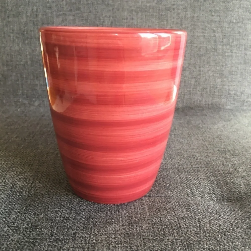 Festive, Colorful, Red Striped Ceramic Mug, 12 oz